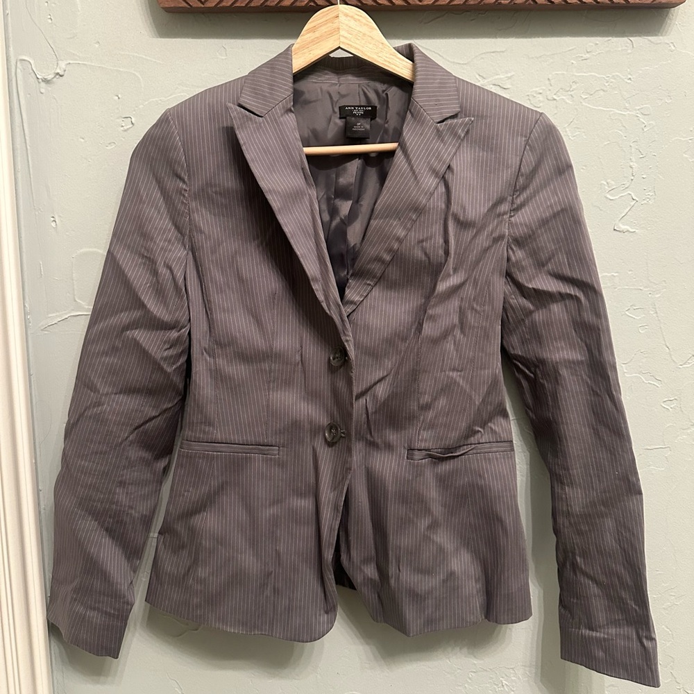 Ann Taylor Charcoal Pinstripe Suit Jacket